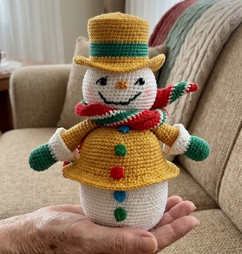 Complimentary Intermediate crochet pattern: Snowman Gingerbread Amigurumi Pattern - Simple to follow guide