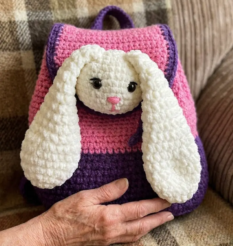 Complimentary Intermediate crochet pattern: Plush Backpack Bunny Amigurumi Pattern - Simple to follow guide