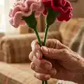 Carnation flower Amigurumi Pattern step 2 - assembly progress