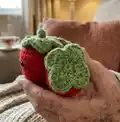Stanley the Strawberry Amigurumi Pattern step 2 - assembly progress