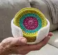 Crochet Coaster and Coaster Holder Pattern step 1 - construction progress