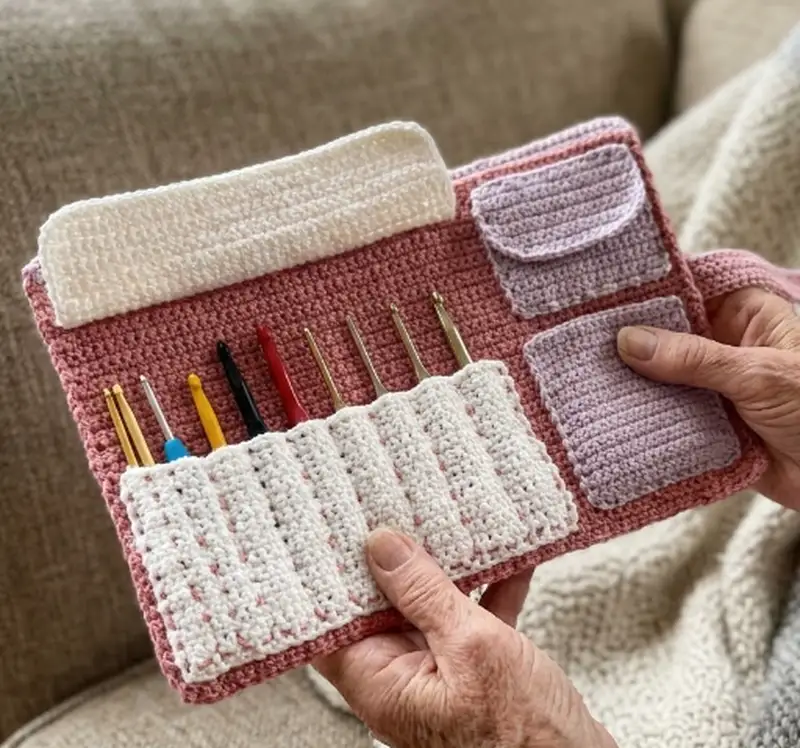 Complimentary Beginner Friendly crochet pattern: Crochet Hook Holder Pattern - Simple to follow guide
