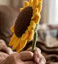 Crochet Sunflower Pattern step 2 - assembly progress