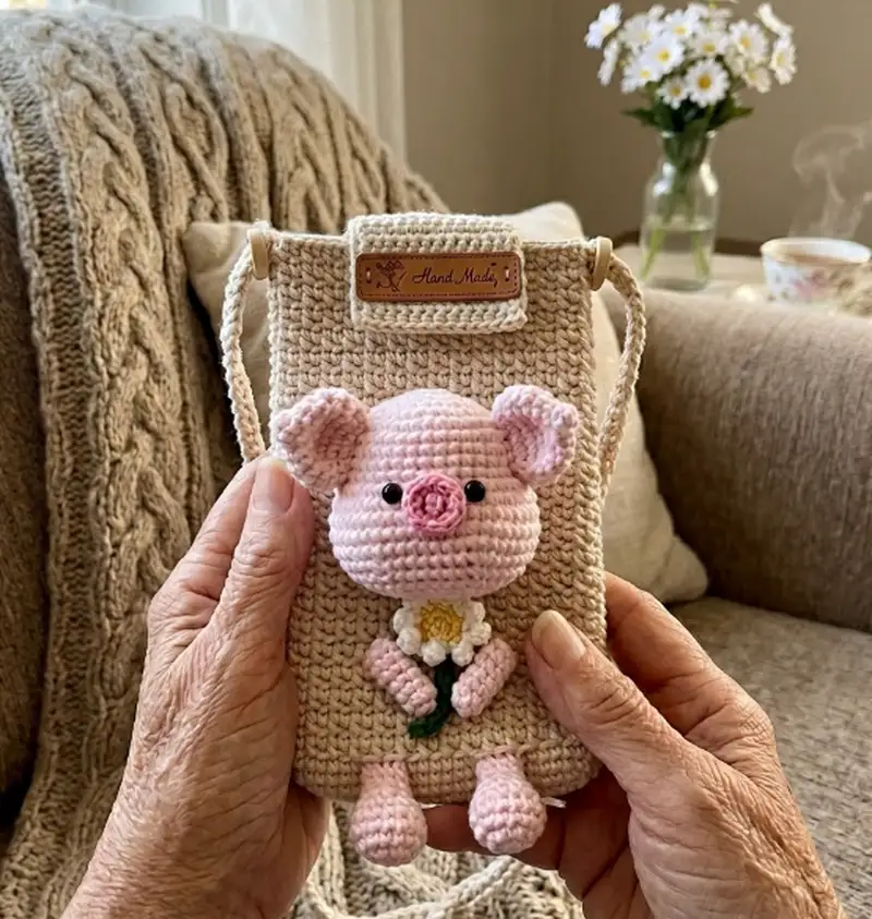 Complimentary Intermediate crochet pattern: Pig Phone Pouch Pattern - Simple to follow guide