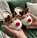 Christmas Reindeer Slippers Pattern step 4 - final assembly and finishing