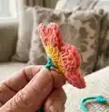 Crochet Flower Bookmark Pattern step 2 - assembly progress