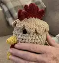 Hennifer Chicken Crochet Coaster Set Pattern step 2 - assembly progress