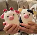Cow Squishmallow Plushie Pattern step 1 - construction progress
