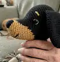 Yumi the Dachshund Bicolor Amigurumi Pattern step 2 - assembly progress