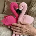 Florence the Flamingo Amigurumi Pattern step 1 - construction progress