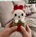 Christmas Giftbox Cat Amigurumi Pattern step 4 - final assembly and finishing