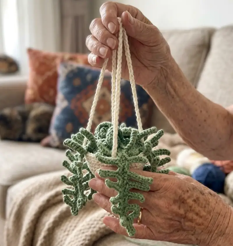 Complimentary Intermediate crochet pattern: Fern Plant Car Pattern - Simple to follow guide