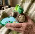 Frog Play Set Amigurumi Pattern step 2 - assembly progress